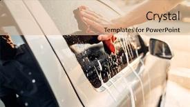  Presentation with car - Colorful presentation theme enhanced with male hand rubbing car window backdrop and a lemonade colored foreground