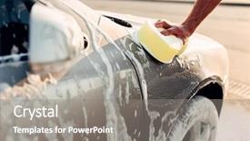  Presentation with foam - Audience pleasing theme consisting of male hand rubbing the car backdrop and a gray colored foreground