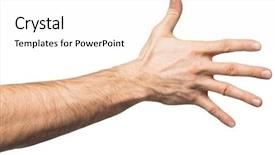  Presentation with five sided blue to white - Presentation theme enhanced with male hand showing five fingers background and a white colored foreground