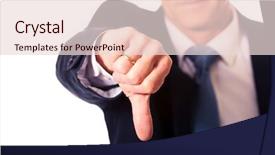  Presentation with hand x ray - Cool new slide deck with male hand showing thumb down backdrop and a  colored foreground