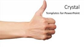  Presentation with hand to hand - Audience pleasing slide deck consisting of male hand showing thumbs backdrop and a white colored foreground