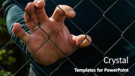  Presentation with metal - Audience pleasing presentation theme consisting of male-hand-through-a-metal backdrop and a black colored foreground