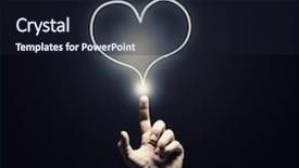  Presentation with heart pulse - PPT layouts having male hand touch heart pulse on futuristic interface background and a wine colored foreground