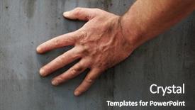  Presentation with concrete wall grunge concrete - Presentation theme featuring male hand touching the gray background and a dark gray colored foreground