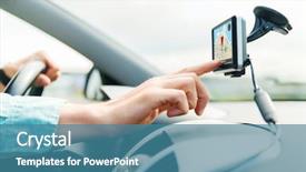  Presentation with car business - Audience pleasing slide set consisting of male hand using gps backdrop and a teal colored foreground