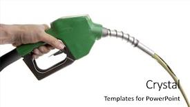  Presentation with gas pump - Colorful theme enhanced with male hand wasting gas backdrop and a white colored foreground