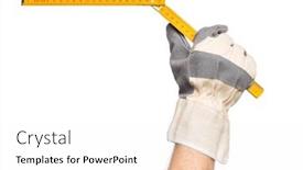  Presentation with working - Amazing PPT theme having male-hand-wearing-working-glove backdrop and a white colored foreground