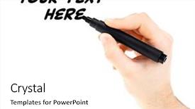  Presentation with marker - Amazing slides having male hand with black marker isolated on white backdrop and a white colored foreground