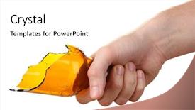 Presentation with broken glass - Theme featuring male hand with broken glass background and a white colored foreground