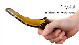  Presentation with broken glass - PPT theme having male hand with broken glass background and a white colored foreground