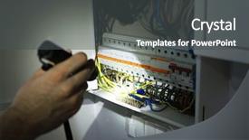  Presentation with switch off light - Beautiful slides featuring male hand with flashlight near backdrop and a dark gray colored foreground