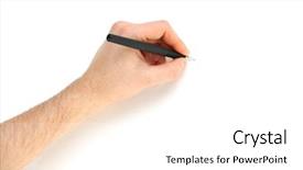  Presentation with pen - Slides consisting of male hand with pen isolated background and a white colored foreground