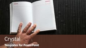  Presentation with diary - Colorful slide set enhanced with male-hand-wristwatch-and-open backdrop and a tawny brown colored foreground