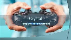  Presentation with controller - Presentation design featuring male-hands-holding-a-ps4 background and a ocean colored foreground