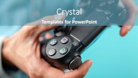  Presentation with controller - Colorful presentation theme enhanced with male-hands-holding-a-ps4 backdrop and a teal colored foreground
