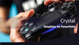  Presentation with controller - Cool new slide set with male-hands-holding-a-ps4 backdrop and a wine colored foreground