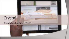  Presentation with hands holding black tablet - Amazing presentation theme having male hands holding a tablet backdrop and a mint green colored foreground