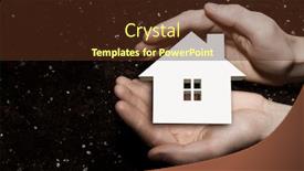  Presentation with holding hands - PPT layouts having male-hands-holding-house-sign background and a tawny brown colored foreground