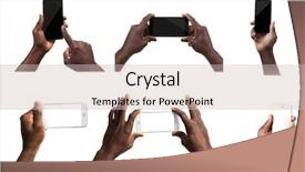  Presentation with cartoon kids holding hands - Presentation featuring male hands holding mobile smart background and a soft green colored foreground