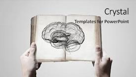  Presentation with open book - Beautiful slide set featuring male hands holding open backdrop and a light gray colored foreground