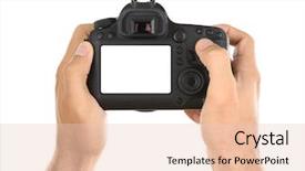  Presentation with hands holding a tree - Theme enhanced with male hands holding photo camera background and a lemonade colored foreground