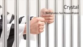  Presentation with prison bars - Beautiful PPT theme featuring male hands holding prison bars backdrop and a lemonade colored foreground