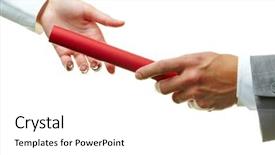  Presentation with baton - Amazing slides having male hands holding red baton backdrop and a white colored foreground