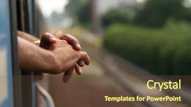  Presentation with colorful finger painted hands - Presentation theme having male hands interlocking his fingers background and a  colored foreground