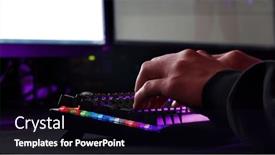  Presentation with gaming - PPT layouts featuring male-hands-is-typing background and a black colored foreground