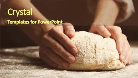  Presentation with dough - Theme with male hands kneading dough background and a tawny brown colored foreground