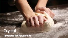  Presentation with dough - Slide deck with male hands kneading dough background and a violet colored foreground