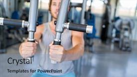  Presentation with holding hands - PPT theme having male hands male athlete training background and a teal colored foreground