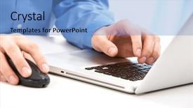  Presentation with black hands - Theme having male hands on mouse background and a teal colored foreground