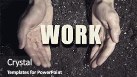  Presentation with soil - Slide set consisting of male hands on soil background background and a  colored foreground