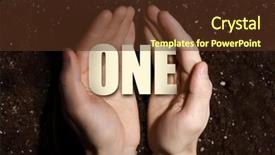  Presentation with soil - Presentation theme having male hands on soil background background and a  colored foreground