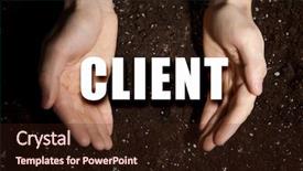  Presentation with soil - Slides consisting of male hands on soil background background and a  colored foreground