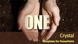  Presentation with management - Slides having male hands on soil background background and a tawny brown colored foreground