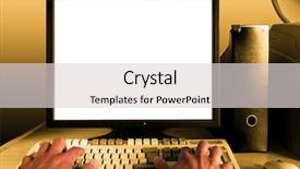  Presentation with monitor computer - Cool new presentation theme with male hands over a computer backdrop and a light gray colored foreground