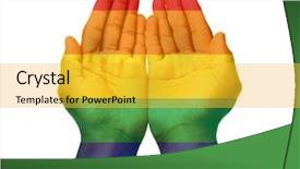  Presentation with lgbt community - Colorful slide deck enhanced with male hands painted in lgbt backdrop and a yellow colored foreground