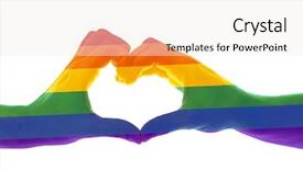  Presentation with hands heart - PPT theme consisting of male hands painted in lgbt background and a sky blue colored foreground