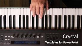  Presentation with piano keyboard - PPT theme having male-hands-practicing background and a wine colored foreground