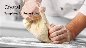  Presentation with dough - Colorful presentation design enhanced with male hands preparing dough backdrop and a lemonade colored foreground