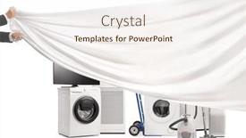  Presentation with home appliances - Presentation enhanced with male-hands-pulling-a-white background and a sky blue colored foreground