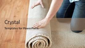  Presentation with carpet - Amazing slide set having male hands rolling carpet backdrop and a coral colored foreground