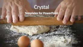  Presentation with dough - Theme having male hands rolling fresh dough background and a coral colored foreground