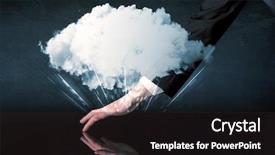  Presentation with hand touching finger digital - Presentation enhanced with male hands touching interactive table background and a  colored foreground