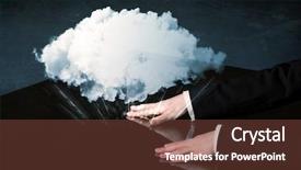  Presentation with hand touching finger digital - Slide set featuring male hands touching interactive table background and a  colored foreground