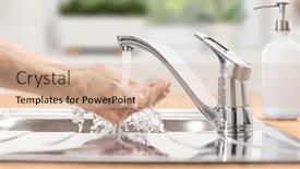  Presentation with water tap - Beautiful slide set featuring male-hands-under-tap-water backdrop and a lemonade colored foreground