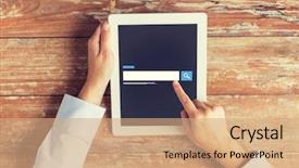  Presentation with web browser - Amazing slide deck having male hands using internet backdrop and a coral colored foreground