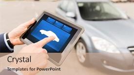  Presentation with car business - Amazing PPT theme having male hands with car backdrop and a lemonade colored foreground